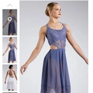 Elegant Blue Lace Halter Dance Costume Dress MA